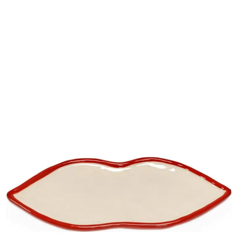 Les Objets Mouleversants serveringsfat Lips M 22x10x1,5 cm rød
