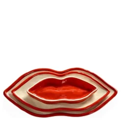 Les Objets Mouleversants serveringsfatsett Lips 3 stk rød