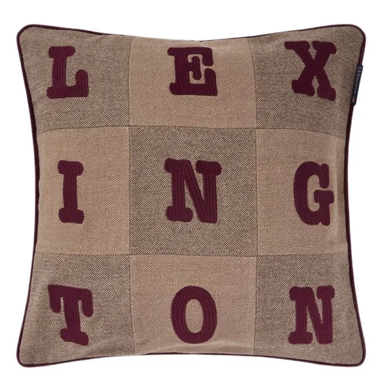 Letter Patch Tweed putetrekk 50x50 cm beige/brown/fig