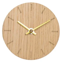 Light Oak klokke 12 cm lys eik m/gull viser