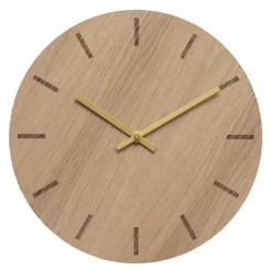 Light Oak veggklokke 28 cm lys eik m/gull viser