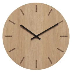 Light Oak veggklokke 28 cm lys eik m/svart viser