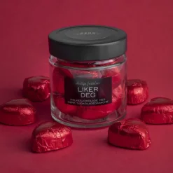 Liker deg sjokoladehjerter 110g rød
