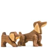 Liten dachshund trefigur 6 cm valnøtt/ask