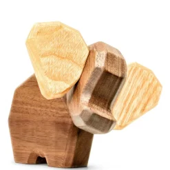 Liten elefant trefigur 8 cm valnøtt/ask