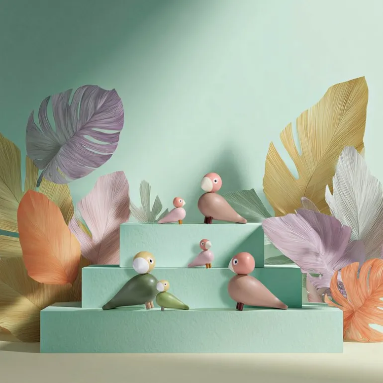 Liv & Lykke fuglepar 11 cm lys rosa