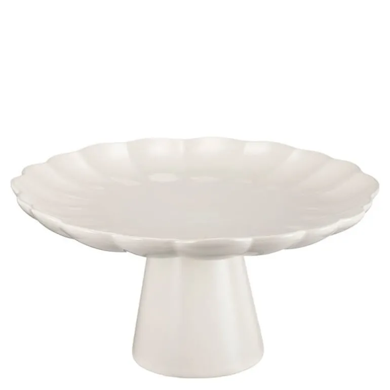Lotus kakefat på stett 27 cm krem