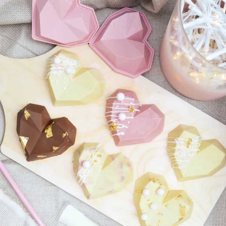 Love kakeform 6 stk hjerte rosa