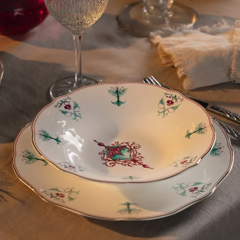 Lucia dyp tallerken 22 cm hvit/rød/grønn