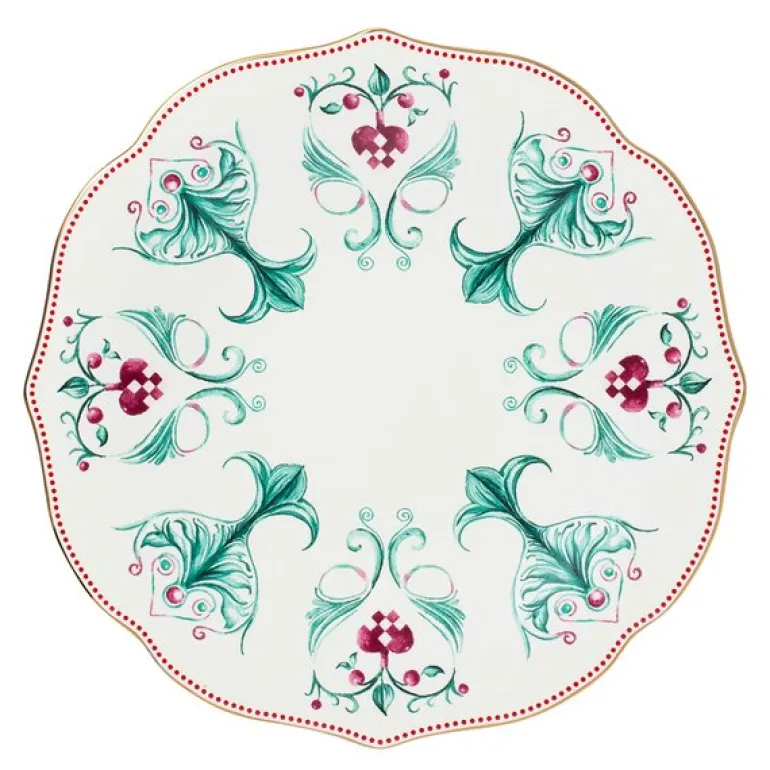 Lucia tallerken 21 cm hvit/rød/grønn