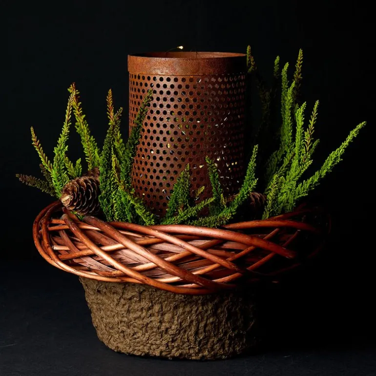 Lykt rund 2 stk 30/25 cm rust