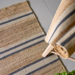 Lyon jute gulvløper 70x230 cm natur blå