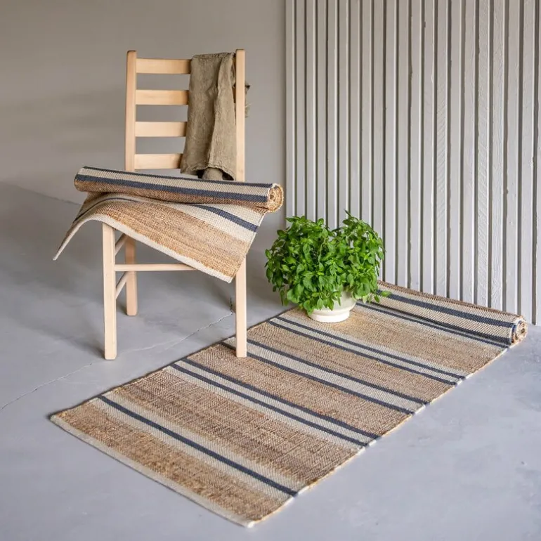 Lyon jute gulvløper 70x230 cm natur blå