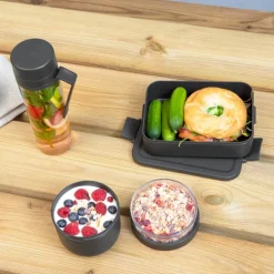 Make & Take frokost- og lunsjsett 3 deler mørk grå