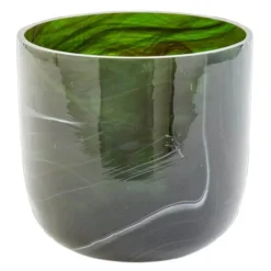 Marbled vase i marmorert glass S 15,5 cm mørkegrønn