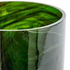 Marbled vase i marmorert glass S 15,5 cm mørkegrønn