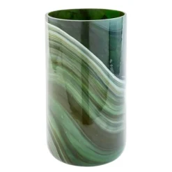 Marbled vase i marmorert glass L 40,5 cm mørkegrønn
