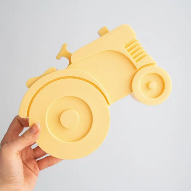 Matboks i plast traktor lys gul