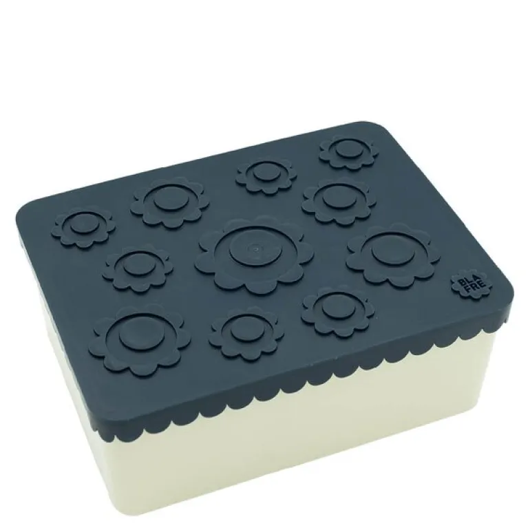 Matboks i plast treroms 7x14x19 cm Blomst marineblå/beige