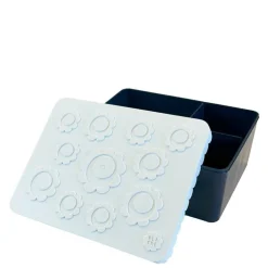 Matboks i plast treroms 7x14x19 cm Blomst hvit/marineblå