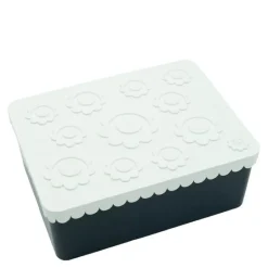 Matboks i plast treroms 7x14x19 cm Blomst hvit/marineblå