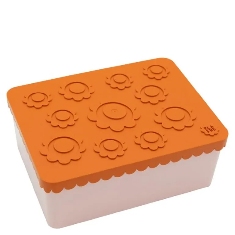 Matboks i plast treroms 7x14x19 cm Blomst oransje/rosa