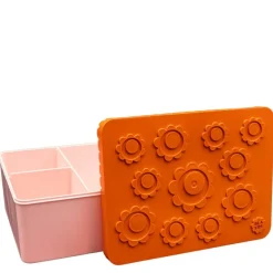 Matboks i plast treroms 7x14x19 cm Blomst oransje/rosa