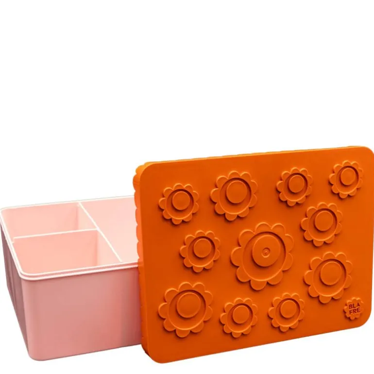 Matboks i plast treroms 7x14x19 cm Blomst oransje/rosa