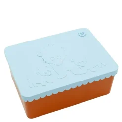 Matboks i plast treroms 7x14x19 cm Bjørn lys blå/oransje