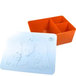 Matboks i plast treroms 7x14x19 cm Bjørn lys blå/oransje