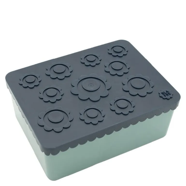 Matboks i plast treroms 7x14x19 cm Blomst marineblå/blågrønn