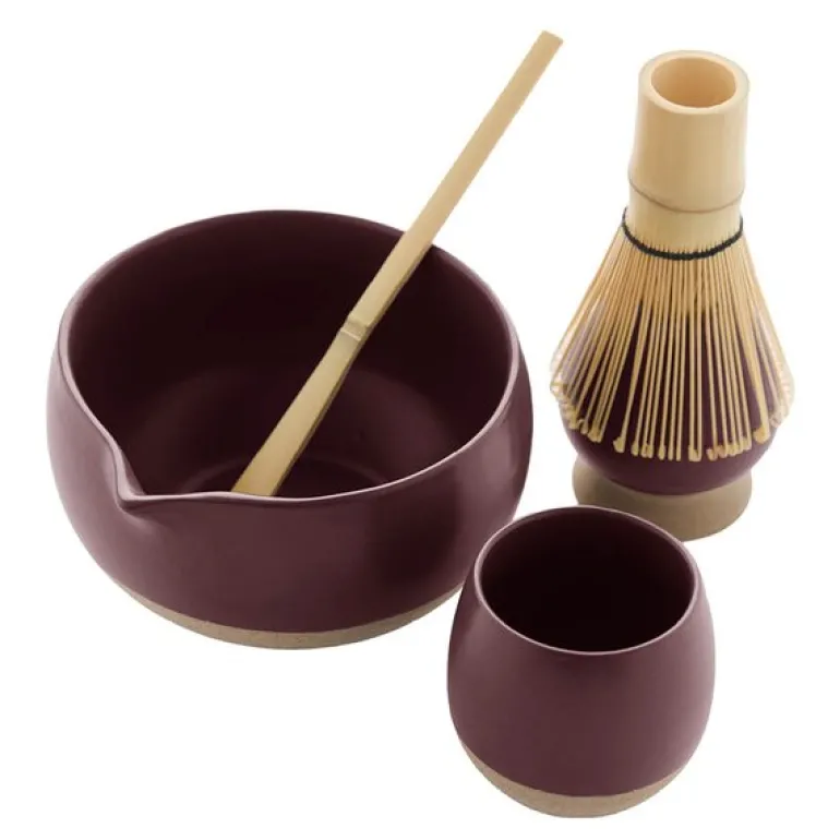 Matcha sett 4 stk burgunder