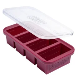 Matoppbevaring m/lokk silikon 1-cup 4x250 ml cranberry