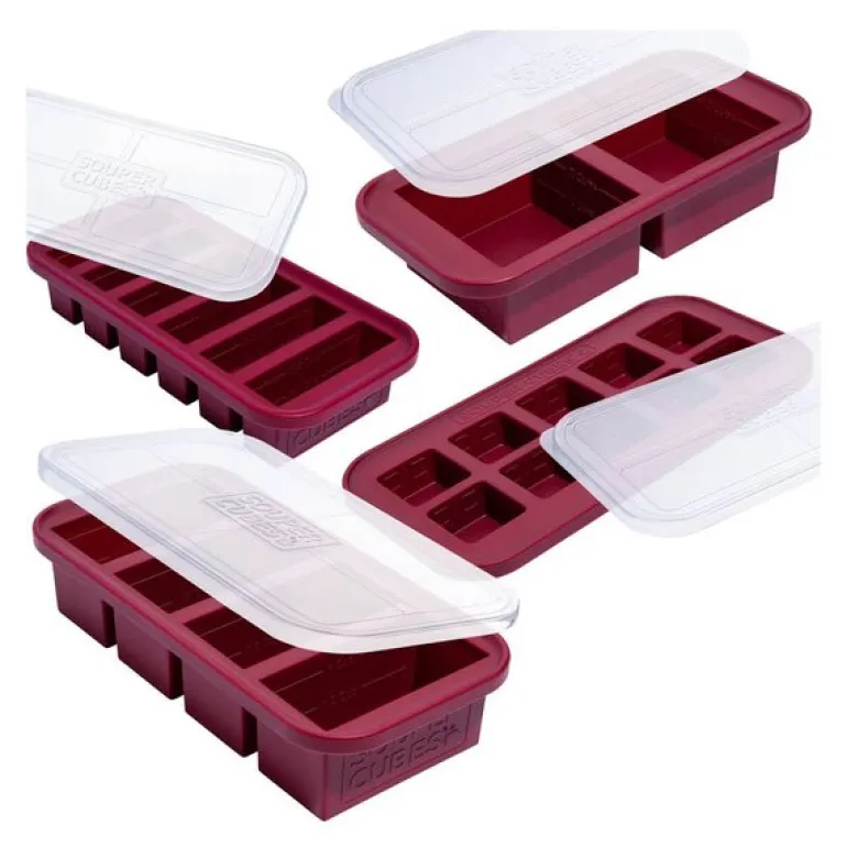 Matoppbevaring m/lokk silikon sett 4 stk cranberry