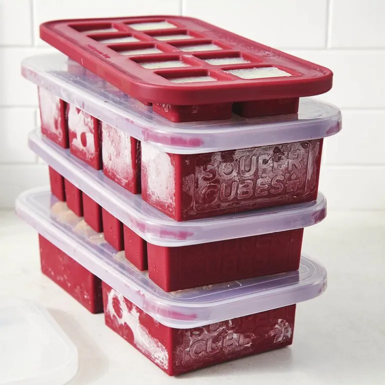 Matoppbevaring m/lokk silikon sett 4 stk cranberry