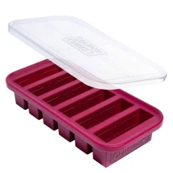 Matoppbevaring m/lokk silikon half-cup 6x125 ml cranberry
