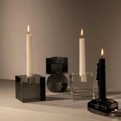Milano lysestake kvadrat lav 4x6 cm smoke