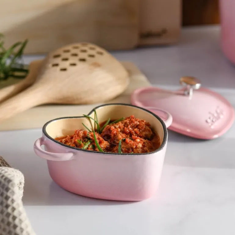 Mini støpejernsgryte hjerteformet 22 cl blush pink