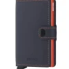 Miniwallet lommebok m/kortholder blå/orange