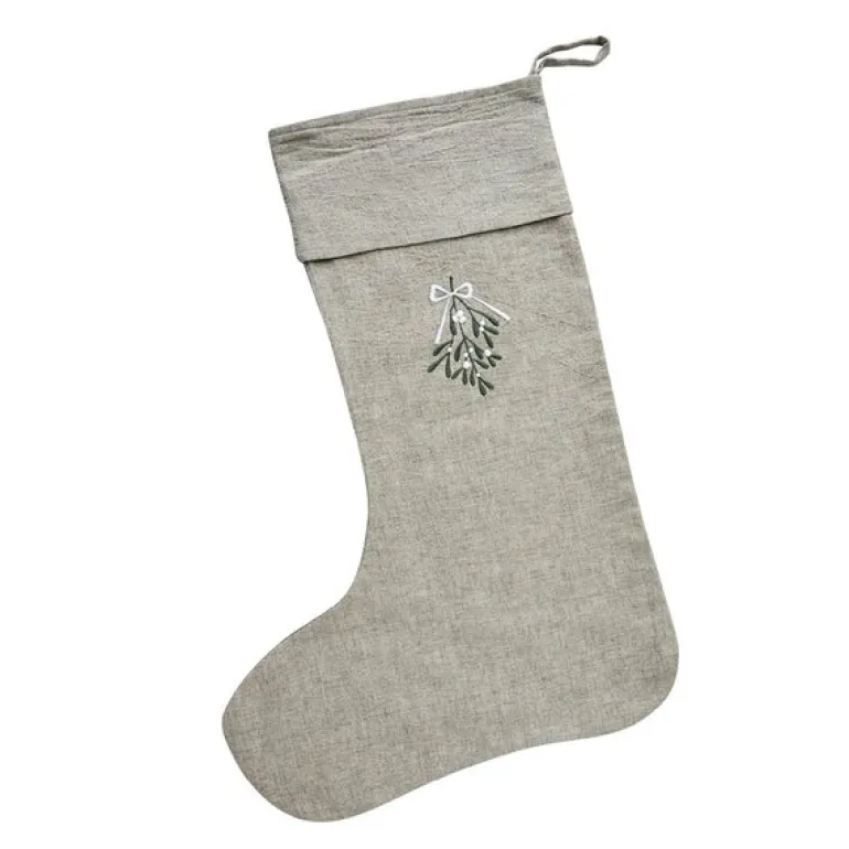 Missine julestrømpe 51 cm lin/grønn
