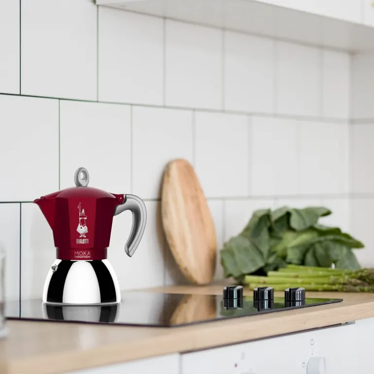 Moka induksjon espressokanne 4 kopper rød