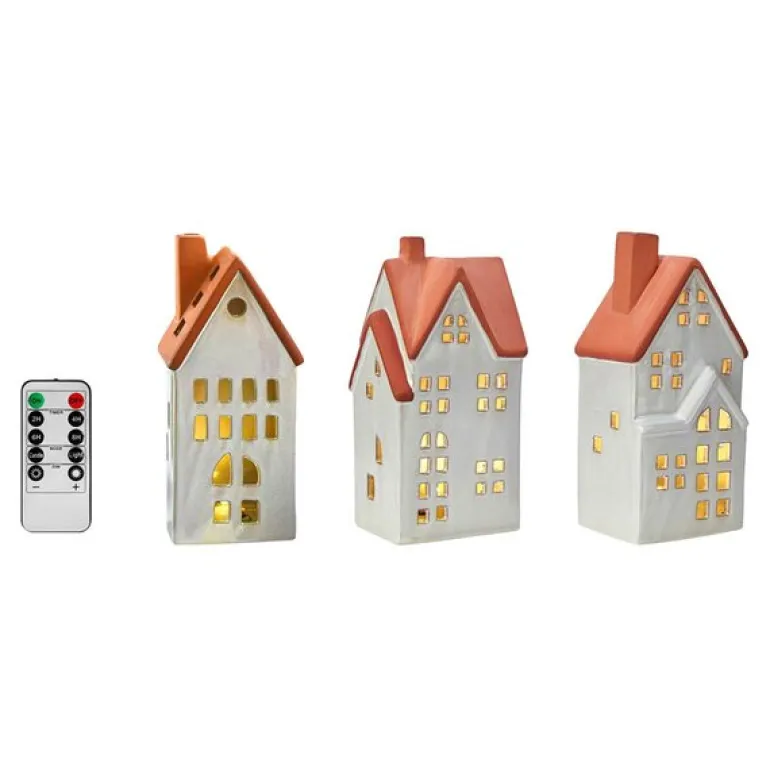 Molton lyshus 3 stk hvit/brun