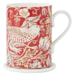 Morris & Co kopp og coaster-sett Strawberry Thief Indian Red