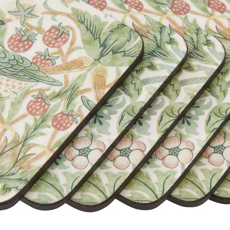 Morris & Co Strawberry Thief glassunderlag 6 stk grønn