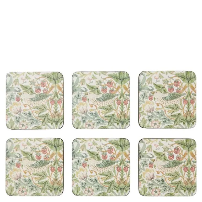 Morris & Co Strawberry Thief glassunderlag 6 stk grønn