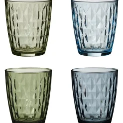Mosaic vannglass 34 cl 4 stk shades of blue/green