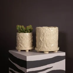 Muddy krukke L 23x23,5 cm beige