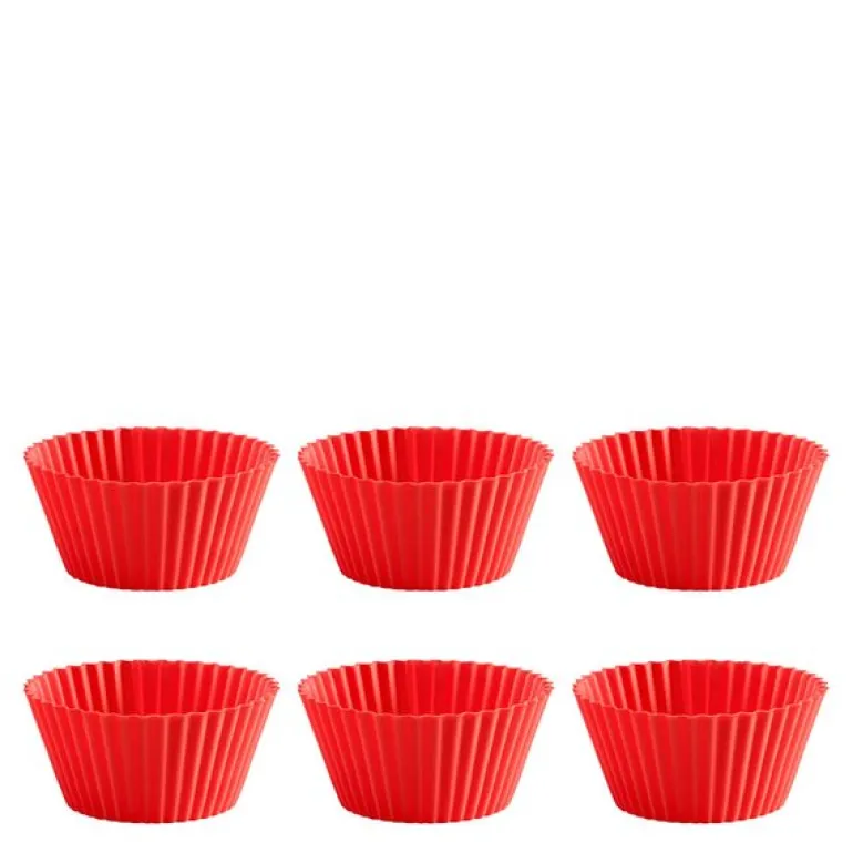 Muffinsformer i silikon 6 stk 7 cm rød