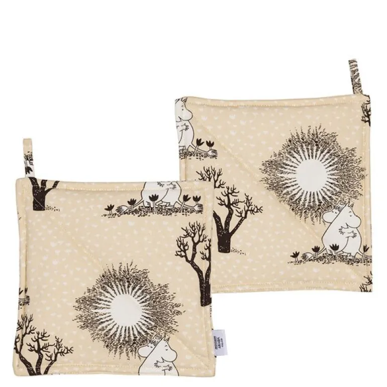 Mummi grytekluter 22x22 cm 2 stk Kjærlighet beige