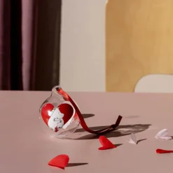 Mummi julekule 7 cm hjerte rød